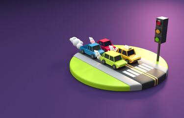 Isolated 3D Trarffic. 3D Illustration