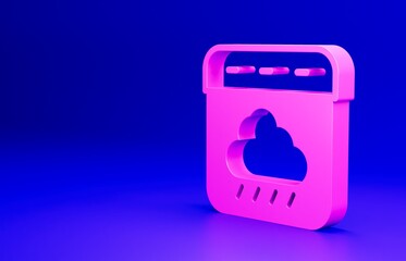 Obraz premium Pink Calendar autumn icon isolated on blue background. Event reminder symbol. Minimalism concept. 3D render illustration