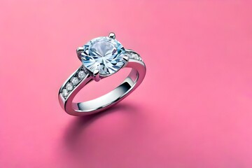 Pink Perfection: An Eye-Catching Diamond Ring Displayed in Flat Lay Isolation