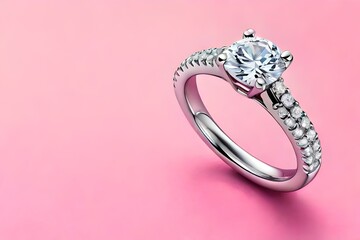 The Perfect Proposal: A Diamond Ring in Stunning Detail on a Pink Backdrop