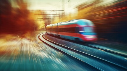 Train in Action: Blurred Motion of a Speeding Locomotive. Ai generative