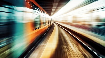 Fototapeta na wymiar Railway Rush: High-Speed Train Blur. Ai generative