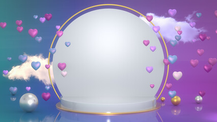 3D Render of Circle Shaped Podium in Abstract Shape