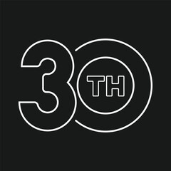30th Thirtieth line art vector numeric art 