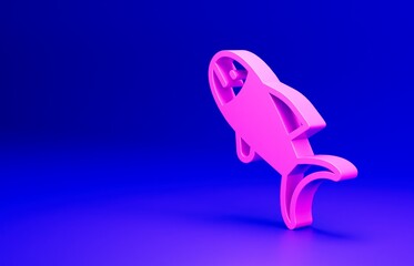 Fototapeta premium Pink Fish icon isolated on blue background. Minimalism concept. 3D render illustration