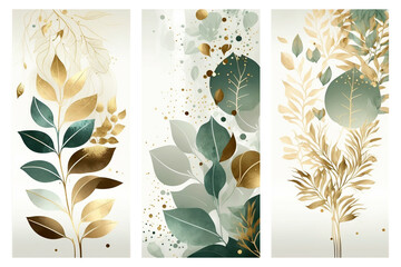 Abstract art botanical background. Luxury wallpaper with sky blue, prints, and wall decoration.