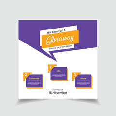 Giveaway steps for social media post with 3 steps to win	

