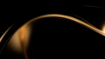 Abstract golden line on black background Illustration. 3d rendering