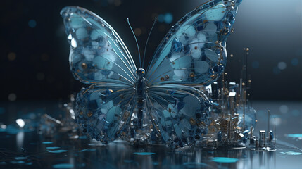 Technology mechanical butterfly,created with Generative AI tecnology.