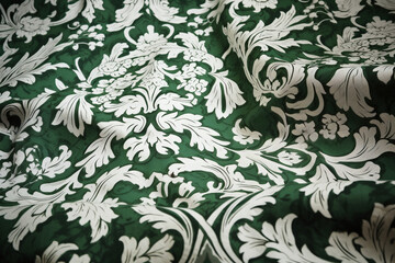 Fond d'écran d'un tissu vert avec des motifs floraux » IA générative