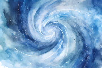 Fond d'écran d'une peinture aquarelle d'une spirale bleue » IA générative - obrazy, fototapety, plakaty