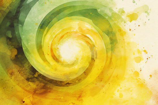 Fond d'écran d'une peinture aquarelle d'une spirale jaune et verte » IA générative