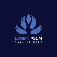 Abstract Modern Blue Lotus Logo Template