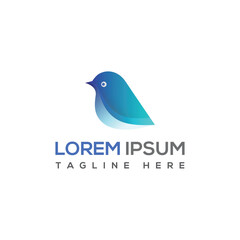 Modern Gradient color Blue Bird Logo Template