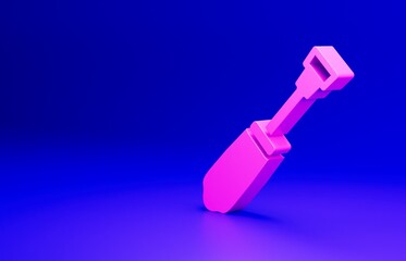 Pink Screwdriver icon isolated on blue background. Service tool symbol. Minimalism concept. 3D render illustration