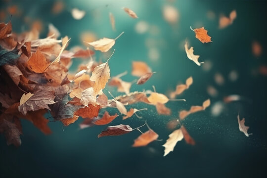 Fond d'écran de feuilles d'automne dans le vent » IA générative