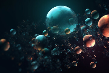 Obraz na płótnie Canvas Fond d'écran avec des bulles d'eau multicolores » IA générative