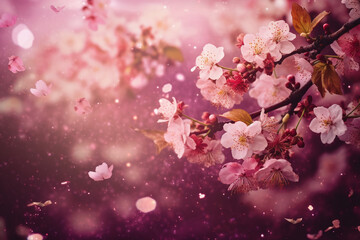 Fleurs de cerisiers dans une ambiance rose » IA générative