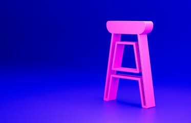 Pink Chair icon isolated on blue background. Minimalism concept. 3D render illustration