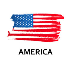 Hand drawn Symbol. Flag of United States of America isolated on a white background.