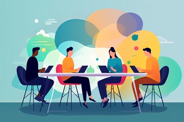 Employees are having a meeting from generative ai