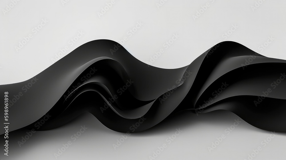 Canvas Prints Layered and wavy black paper on a white background, minimalist elegant folds, poster or wallpaper with generative ai