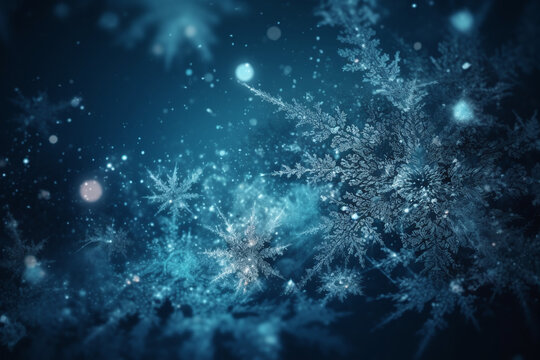 Fond d'écran de flocons de neige dans une ambiance hivernale » IA générative