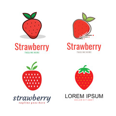 Fresh Strawberry Fruit Logo Template