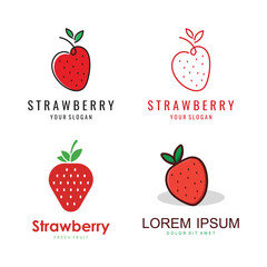 Fresh Strawberry Fruit Logo Template