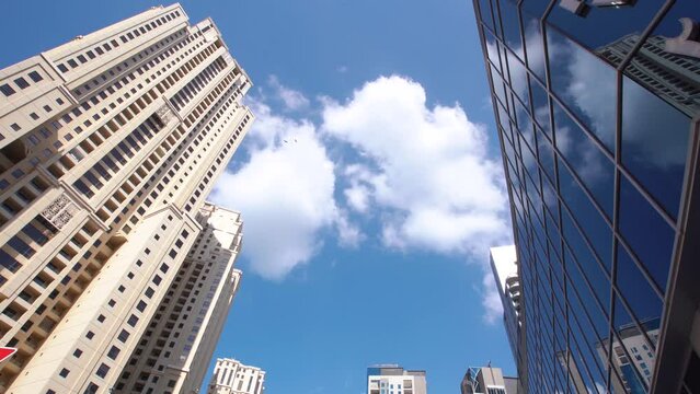 Dubai Marina Cable ride zipline xline between the skyscapers