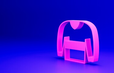 Pink Sweater icon isolated on blue background. Pullover icon. Sweatshirt sign. Minimalism concept. 3D render illustration