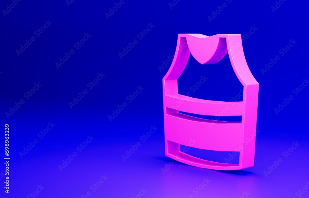 Sticker Pink Undershirt icon isolated on blue background. Minimalism concept. 3D render illustration