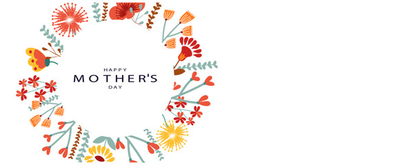 Happy Mother's Day vector greeting cards set with flowers	