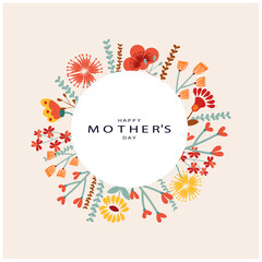 Happy Mother's Day vector greeting cards set with flowers	