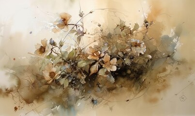 Amazing abstract flowers in pastel colors