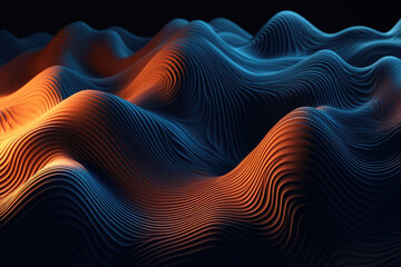 Wavy abstract colorful background. Orange and blue texture. Abstract calm concept. Generative AI.