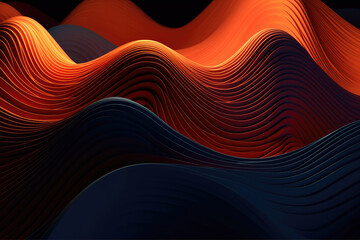 Wavy abstract colorful background. Orange and blue texture. Abstract calm concept. Generative AI.