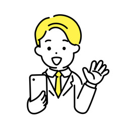 かわいい人物のイラストシリーズ _ 男性のオフィスワーカー _ 嬉しい　