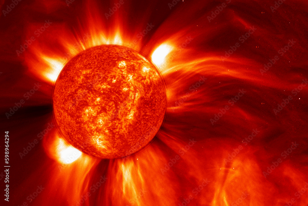 Wall mural the sun in space on a dark background. elements of this image furnished nasa.