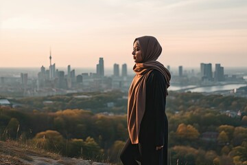 Nature Fitness: Muslim Woman in Hijab Working Out