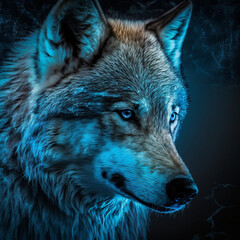 wolf Portrait in the night