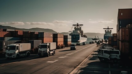 The Dynamic Atmosphere of a Bustling Ship Port: Captured by Generative AI