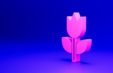 Pink Photo mode macro icon isolated on blue background. Minimalism concept. 3D render illustration
