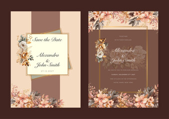 YAY floral flower vector elegant hand drawing wedding invitation floral design watercolor