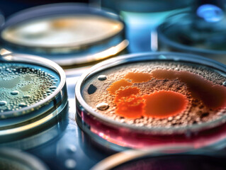 Close-up virus 3d illustration, bacteria macro shot Generative AI