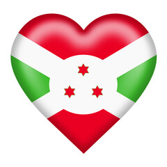 Burundi flag heart button isolated on white with clipping path 3d illustration