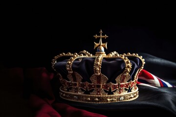   crown on the background of the flag of the united kingdom of Great Britain and northern Ireland. fictitious image