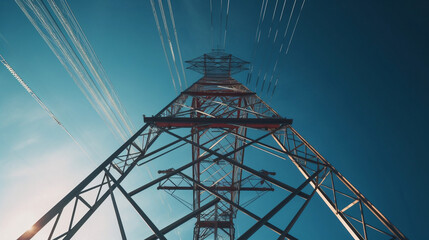 Energy Infrastructure: A High-Voltage Transmission Tower. Generative AI.