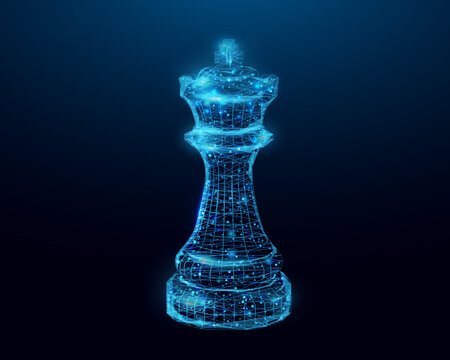 Chess King low poly chess figure. Success business startup, play game, concept. Polygonal wireframe vector illustration.