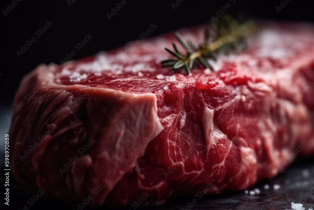 Wall mural raw thick steak red meat generative ai